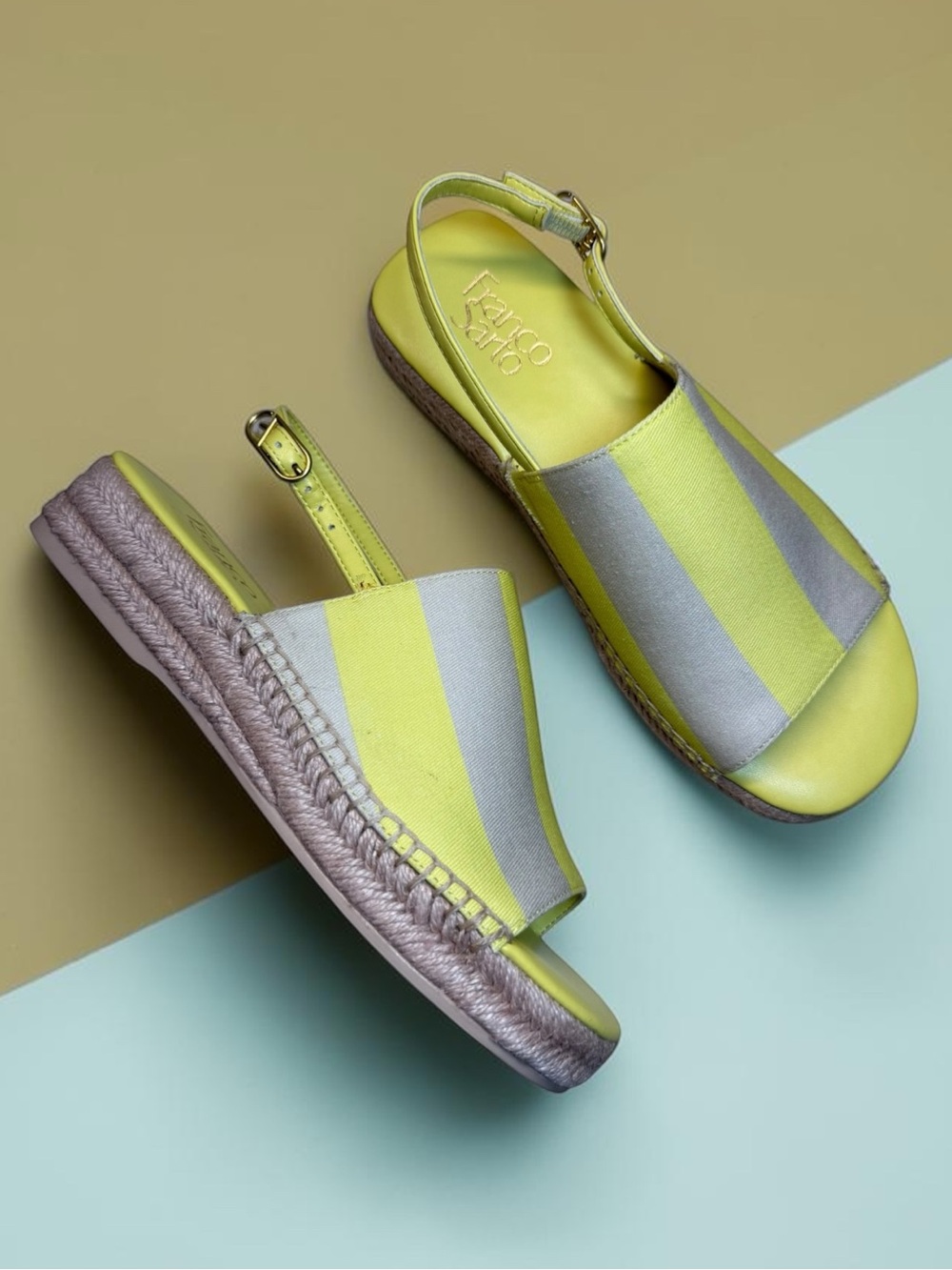 Franco Sarto Women’s Rune Espadrille Slingback Sandals, Yellow Multi - US Size 7